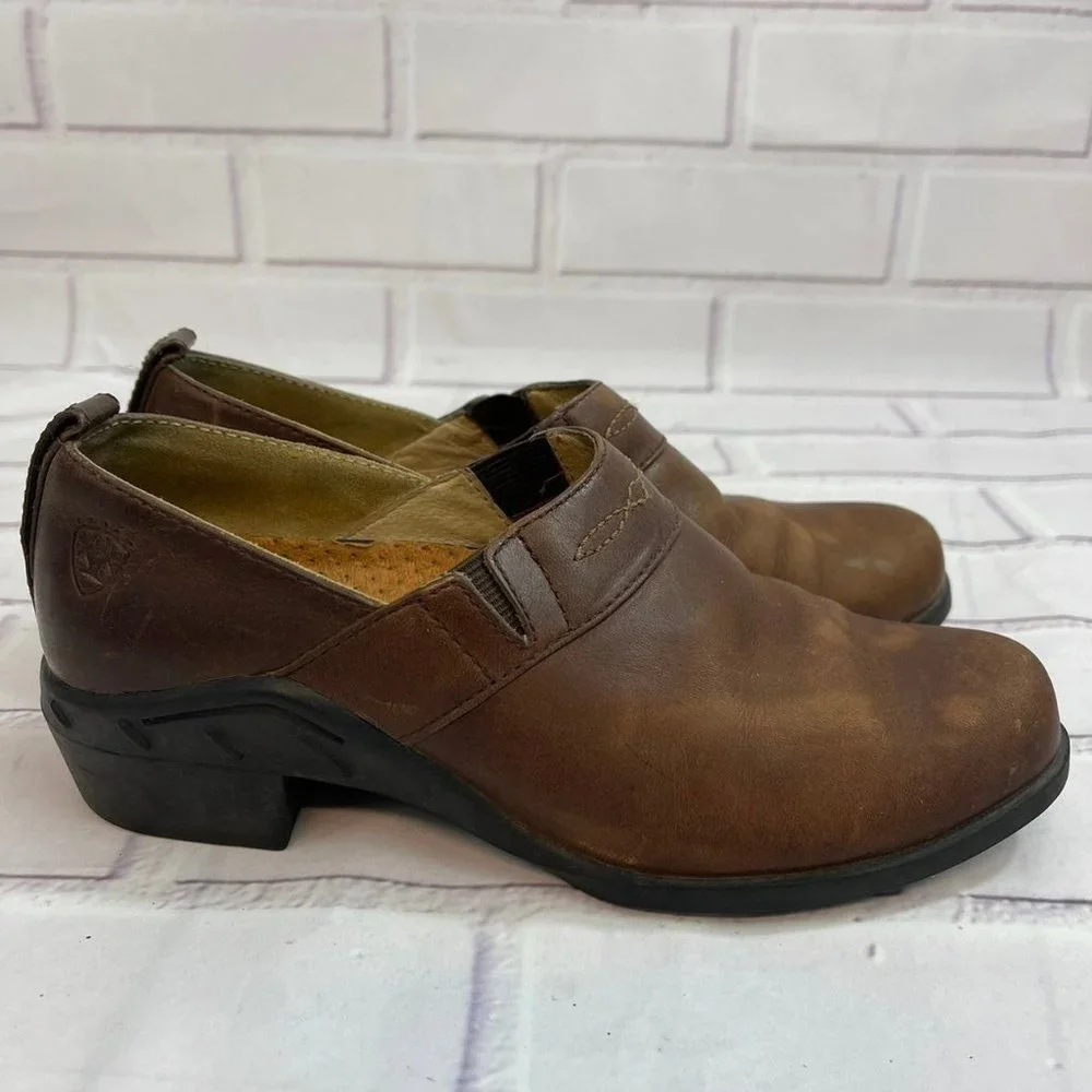 Ariat Wester Paddock Clogs Leather Slip On Leather Boots Western Mule Shoes